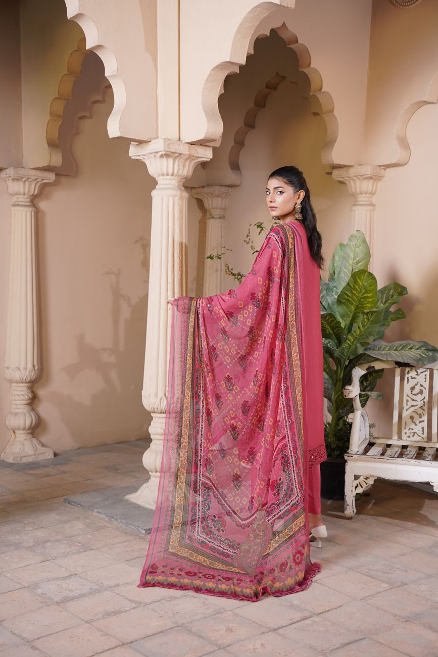Embroidered Raw Silk Three-Piece Set