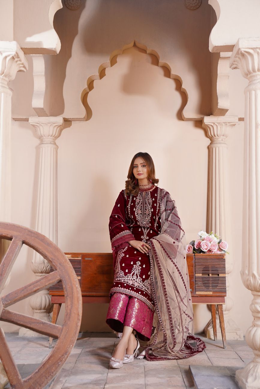 Floral Embroidered Maxi Suit