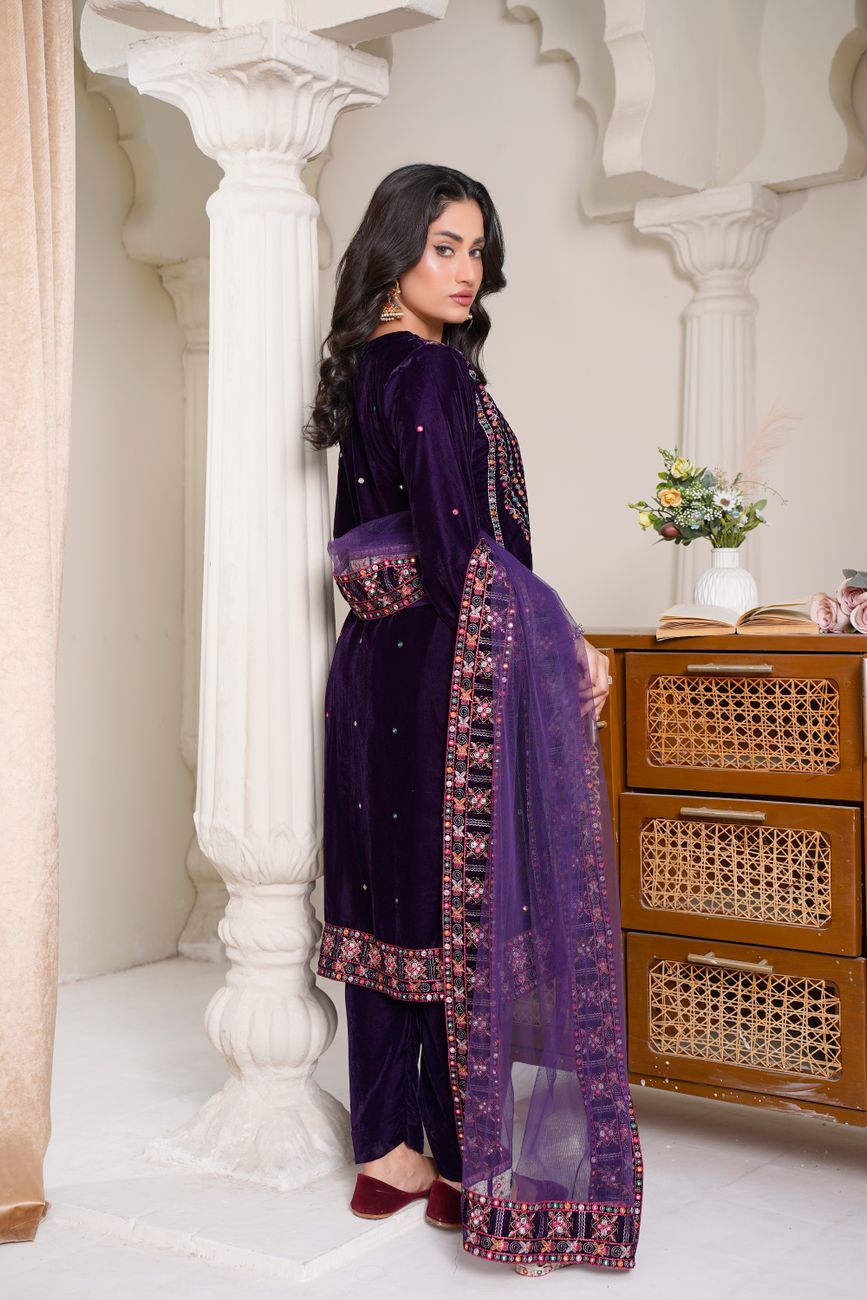 Embroidered Raw Silk Three-Piece Set